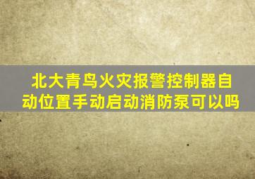 北大青鸟火灾报警控制器自动位置手动启动消防泵可以吗