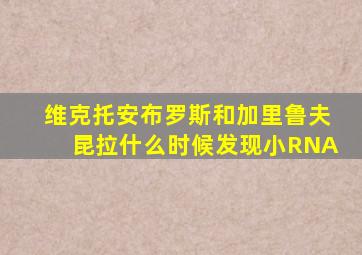 维克托安布罗斯和加里鲁夫昆拉什么时候发现小RNA